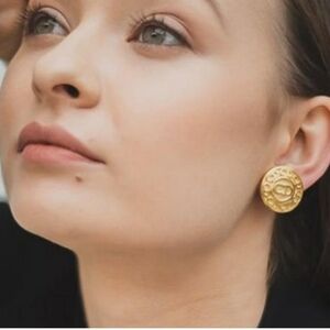 Gold CD Logo Earrings